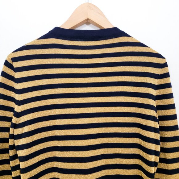 Saint Laurent Slim-Fit Striped Knitted Sweater in Yellow Lurex Medium - Picture 10 of 12